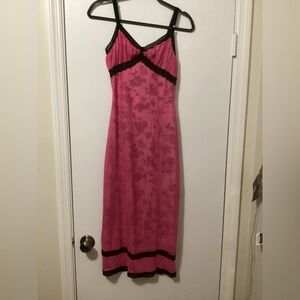 Urban Outfitters Pink Chemise with Black Lace Trim